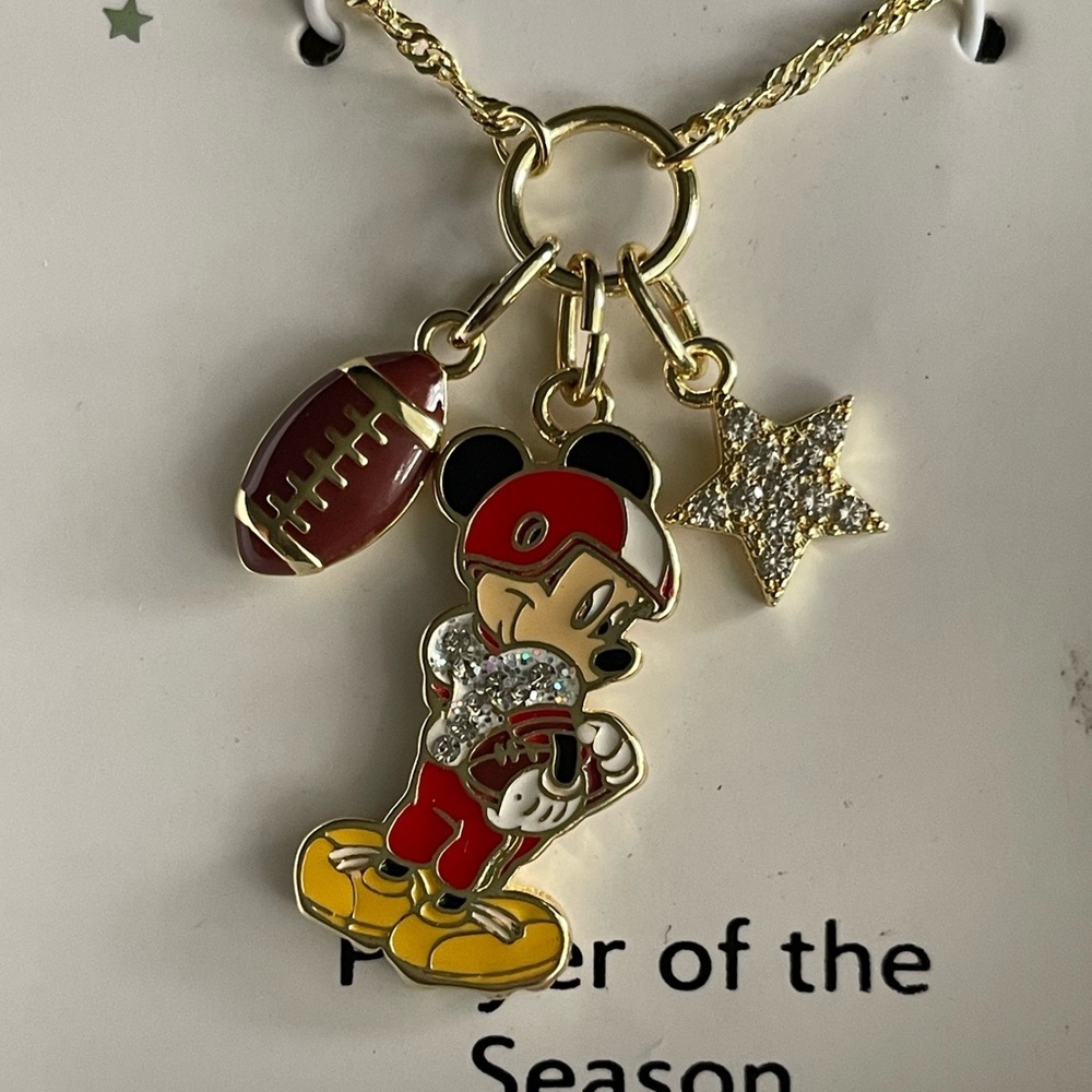 Disney Necklace,Disney Gold Mickey Mouse Sports Charm Necklace - Picture 4 of 8